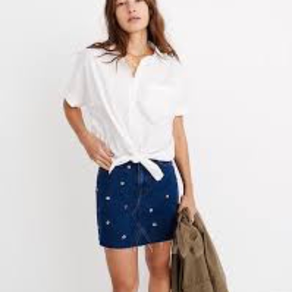 MADEWELL NEW Short-Sleeve Tie-Front Shirt - Picture 2 of 7